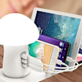 Miniatyrbillede 3 af 5: Svampelampe Ladestation, 3 Usb-porte og 1 Trådløs Opladerport American Standard