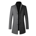 Pikkukuva 1 / 2: Miesten Slim Fit Pystykaulus Syksyinen Villakangastakki Grey M