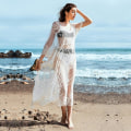 Miniatyrbilde 2 av 3: Hollow Out Dame Kaftan Strandklær Blonde Solbeskyttelse Bikini Cover Up
