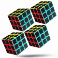 Miniatyrbilde 1 av 2: Rubiks kube, Rubix kube Speed Cube 3x3x3, Glatt Magic Carbon Fiber Sticker Rubix Speed Cubes, Svart 4pcs