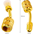 Miniatyrbillede 2 af 5: R410a Opladnings Vakuum Port Adapter Messing Konverter Med Fingerbøl 5/16 Tommer Sae Hun Hurtigkobling Til 1/4 Tommer Sae Han Flare Til Mini Split System Ai 1