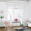 Miniatyrbilde 3 av 3: Broderte Ring Topp Vindusgardiner For Soverom Pink 140*260cm