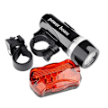 Miniatyrbillede 1 af 5: Multifunktionel 5 LED Lampe Cykel Forlygte Baglygte Vandtæt Sikkerhedslygte Sæt Black