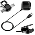 Miniatyrbilde 1 av 5: Svart USB-ladekabel Strømlader Dokkingstasjon for Fitbit Versa / Versa Lite