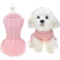 Pikkukuva 1 / 4: Pienet koiran neuleet tyttökoirille punainen talvinen lämmin koiran prinsessamekko Pink L(bust 17.7inch)