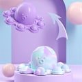 Miniatyrbillede 3 af 3: Vendbar Blæksprutte Fidget Farve Tie Dye Silikone Sensorisk Dekompressionslegetøj purple