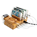Miniatyrbild 1 av 5: 4 Portars Laddstation i Bambu för Iphone Samsung Iwatch Britain Standard