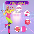 Pikkukuva 3 / 7: 80-luvun Neon Party -vaatteet ja asusteet, 1980-luvun retroteemainen juhlapukeutuminen naisille ja tytöille, lasit mukana - Rose Red With glasses - Rose Red One size