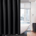 Miniatyrbillede 2 af 5: [LCS]Vaffel badeforhæng, med badeforhængsringe stof badekarforhæng sæt Sort 1.2*1.8m Black