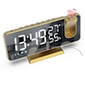 Miniatyrbild 1 av 4: Usb Väckning Fm Radio Tid Projektor Snooze Led Digital Väckarklocka Klocka Bord Elektroniska Skrivbordsklockor Gold