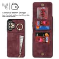 Miniatyrbild 5 av 5: [LCS] För Samsung Galaxy A13 5G/A13 4G RFID-blockerande stativfodral Retro PU+TPU Plånboksfodral Multicolor Wine Red