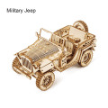 Miniatyrbillede 2 af 4: 3D Træpuslespil Togmodel DIY Trætog Legetøj Mekanisk Togmodel Sæt Military Jeep