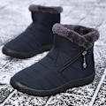 Miniatyrbillede 4 af 4: Støvler til Kvinder Fluffy Tyk Fleece Foret Sne Støvler Varme Ankelstøvler Med Lynlås Vinter Udendørs Gray 39
