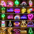 Miniatyrbild 1 av 5: Led Neon Ljus Färgglad Regnbåge Neonskylt Kompatibel med Rum Hem Party Vi