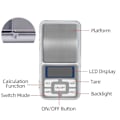 Pikkukuva 2 / 5: Taskukokoinen digitaalinen vaaka koruille kullan punnitukseen Mini LCD keittiö 0,1g 500g grammaa