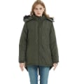 Miniatyrbillede 1 af 3: Dame Vinter Lang Mid-længde Lynlås Knap Hætte Parka Jakke NAVY XL