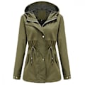 Miniatyrbillede 1 af 5: Dame Safari Militærjakke med Lynlås og Hætte med Snøre Army Green 3XL