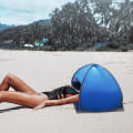 Miniatyrbild 4 av 5: Bärbart solskydd Mini huvudtält med telefonhållare för solbad på stranden, vindtätt och sandtätt Sapphire Blue 80*50*55cm