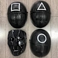Pikkukuva 2 / 5: Squid Game Musta Naamio Cosplay Round Six Neliö Ympyrä Kolmio Muovikypäränaamiot circle
