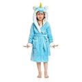 Miniatyrbillede 4 af 5: Reedca Piger Enhjørning Morgenkåbe Blød Hætte Badekåbe Nattøj Loungewear Gaver Til Piger Småbørn Børn Sherpa Blå Enhjørning 5-7 Years