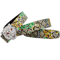 Miniatyrbild 5 av 6: Western Rhinestone Leopard Guld Silver Metallspänne Tiger Tryck Ko Läder Herr Bälte Jeans Vardagsbyxor Rem Blomma silver tiger 125cm Flower  sliver tiger