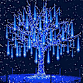 Miniatyrbilde 5 av 5: Regndråpe Lys For Juledekorasjon, Julelys Utendørs 12 Tommer 8 Rør blue