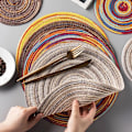 Miniatyrbilde 4 av 6: 1 stk. duk i lin og bomull for spisebord, sklisikker te-service blomst rund folie blandet brun Circular -30cm Mixed Brown