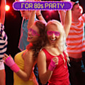 Pikkukuva 5 / 7: 80-luvun Neon Party -vaatteet ja asusteet, 1980-luvun retroteemainen juhlapukeutuminen naisille ja tytöille, lasit mukana - Rose Red With glasses - Rose Red One size