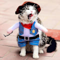 Miniatyrbild 2 av 3: Kattdjurskläder Polis Sjuksköterska Cowboy Rolig Upprättstående Kostym cow-boy S