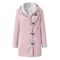 Miniatyrbillede 1 af 4: Plus Size Damefrakke Fleece Hætte Cardigan Casual Langærmet Varmt Overtøj Til Efterår Vinter Pink 5XL