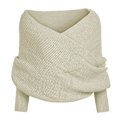 Miniatyrbillede 1 af 4: Dame Strikket Sweater Toppe Tørklæde Med Ærme Wrap Vinter Varmt Sjal Tørklæder Beige