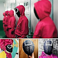 Miniatyrbillede 2 af 2: Tv Squid Game Sort Maske Cosplay Runde Seks Firkant Cirkel Trekant Hjelm Masker