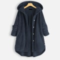 Miniatyrbillede 2 af 4: Dame Åben Front Hættetrøjer Langærmet Fleece Cardigans Moderigtigt Løst Varmt Overtøj Til Vinter Ny Purplish Blue 5XL