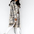 Miniatyrbillede 2 af 3: Dame Casual Varm Letvægts Knap Ned Plaid Langærmet Jakke Frakke Almindelig Pasform Til Hjem Og Gray XL