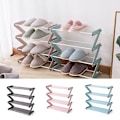 Miniatyrbilde 2 av 4: 4-lags Stabelbart og Utvidbart Skostativ Z-formet Skoorganisator Skohylle Oppbevaringsorganisator Gray