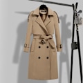 Miniatyrbild 2 av 5: Klassisk trenchcoat för kvinnor, mellanlång, mode, vindtät jacka för höst, vår och vardagsbruk Khaki L Khaki