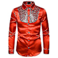 Pikkukuva 1 / 4: Miesten paljetit Glitter Slim Fit Napitettavat paidat Juhla Pitkähihainen paita Punainen XL Red