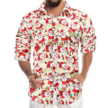 Miniatyrbilde 3 av 4: Julegenser for menn med langermet knappestolpe og Santa Claus-motiv 4XL