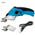 Miniatyrbilde 1 av 4: Elektrisk saks oppladbar stoff saks kutter med to blader for stoff lær teppe Blue
