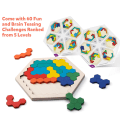 Miniatyrbild 3 av 4: Trä Hexagon Pussel Form Block Tangram Hjärngympa Leksak Geometri Logik IQ Spel Colored beech