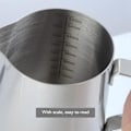 Miniatyrbillede 5 af 5: 304 Rustfrit Stål Mælkeskumningskande 350ml Mælk Kaffe Mål Black