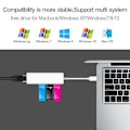 Miniatyrbillede 5 af 5: Usb Ethernet med 3 Port Usb Hub 2.0 Rj45 Lan Netværkskort Usb til Ethernet Adapter til Mac Ios Android Pc