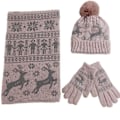 Miniatyrbilde 1 av 3: 3 stk. Lue Skjerf Hanske Vinter Jul Varmere Skjerf Strikkede Beanies Elgmønster Skjerf Kvinner Menn Tykkere Myke Skjerfsett Unisex
