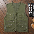 Miniatyrbillede 1 af 2: Bomuldsvest med flere lommer, fiske- og fotovest til mænd ArmyGreen ArmyGreen L ArmyGreen
