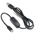 Miniatyrbilde 1 av 2: 3a USB Type C-kabel med av/på-bryter Strømknapp Raspberry Pi Telefonlading