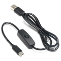 Pikkukuva 1 / 2: 3A USB Type-C -kaapeli kytkimellä, virtapainikkeella, Raspberry Pi:lle, puhelimille ja lataukseen