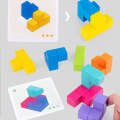 Miniatyrbillede 2 af 3: Trælegetøj Tetris 3D Puzzle Cube Logisk Puslespil Pædagogisk Hjernevrider Spil Legetøj