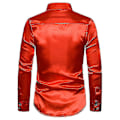 Pikkukuva 3 / 4: Miesten paljetit Glitter Slim Fit Napitettavat paidat Juhla Pitkähihainen paita Punainen 2XL Red