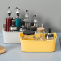 Miniatyrbilde 3 av 5: Fleksibel oppbevaringskurv med håndtak, bærbar skrivebordskurv for diverse småting og snacks, oppbevaringsbokser for hyller Gray Large Size  31*20*12cm