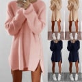 Miniatyrbild 1 av 4: Plus Size Dam Oversize Baggy Tröjklänning Dam Dragkedja Stickad Lång Tröja M